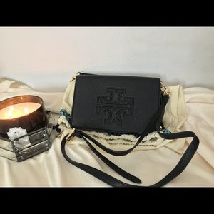 Black Leather Tory Burch Cross Body